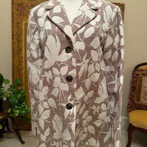Peck and Peck Weekend Brown And Cream Botanical Cotton Jacket Sz 14